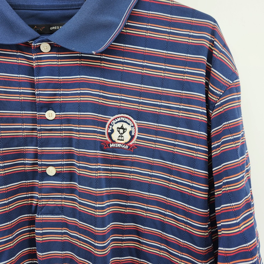 Greg Norman PGA 2006 Striped Knit Polo Shirt Short Sleeve Casual Golf